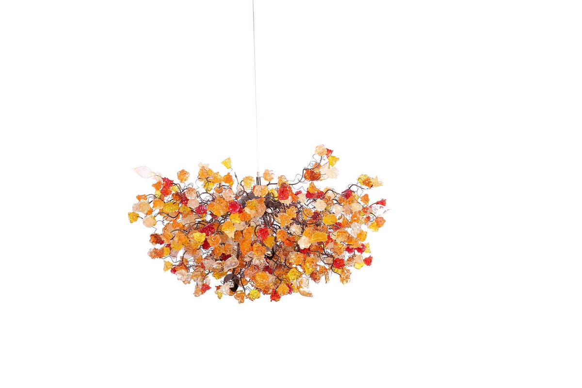 Hanging chandeliers with autumn color flowers and leaves for Dining Room, bedroom or living room.
