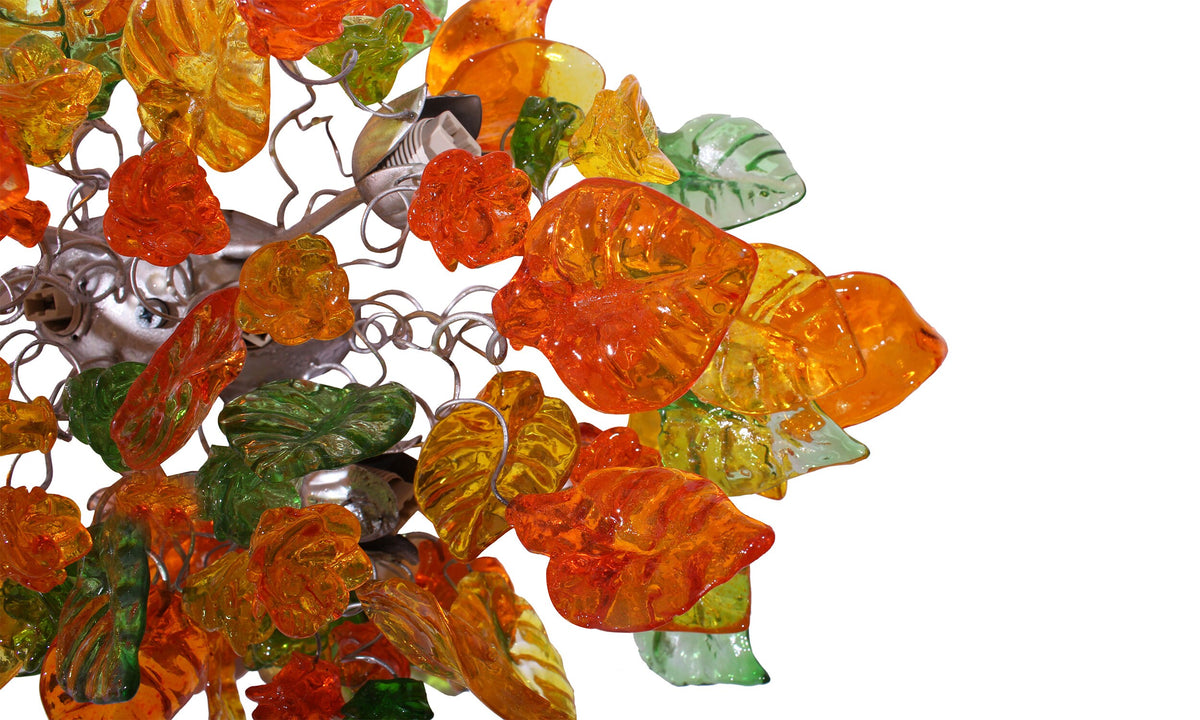 Bronze Sconce: Orange Green Yellow Resin Leaves Wall Light