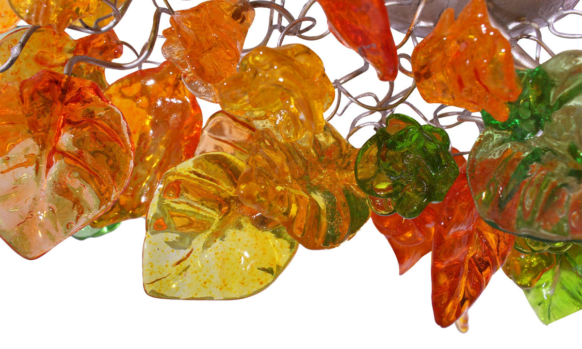Bronze Sconce: Orange Green Yellow Resin Leaves Wall Light