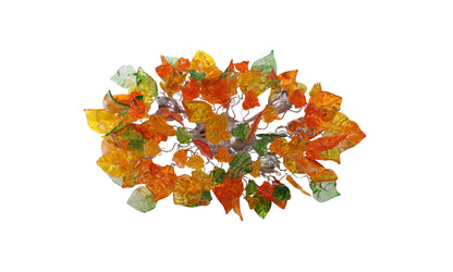 Bronze Sconce: Orange Green Yellow Resin Leaves Wall Light