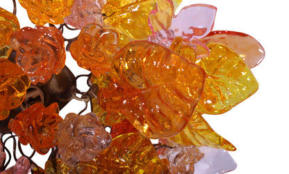 Bronze Wall Sconce: Orange, Pink, Yellow Resin Leaf Flush Mount Lighting