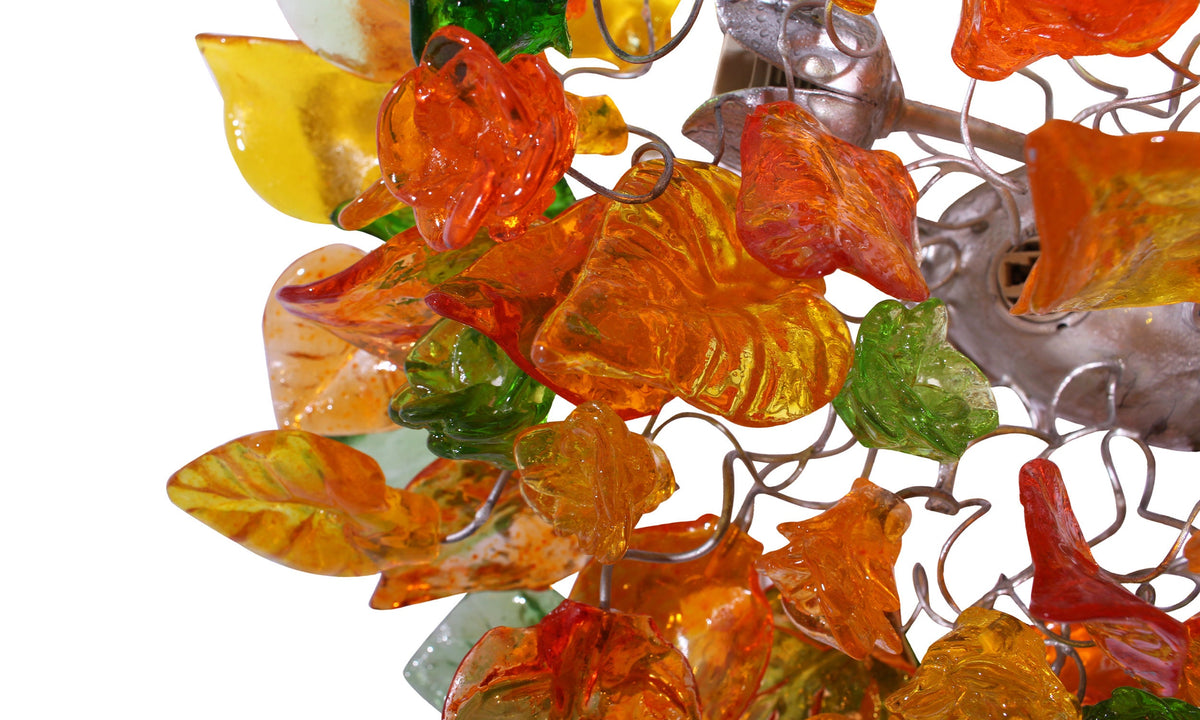Bronze Sconce: Orange Green Yellow Resin Leaves Wall Light