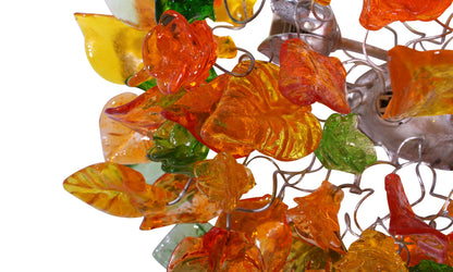 Bronze Sconce: Orange Green Yellow Resin Leaves Wall Light