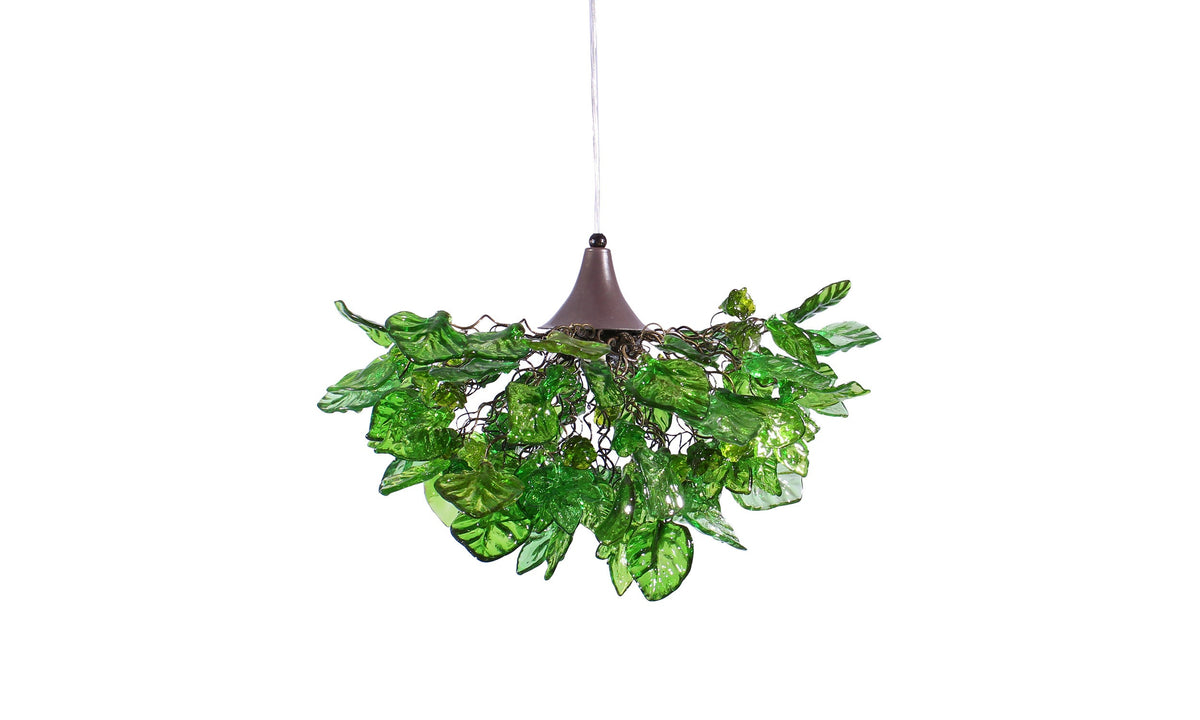 Elegant Resin Flower Chandelier with Stunning Green Leaves - Perfect for Dining Room, Bedroom, or Hall Décor