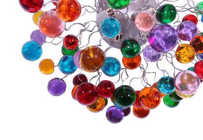 Colorful Flush Mount Ceiling Light: Metal Wire Fixture Resin Bubble Lamp