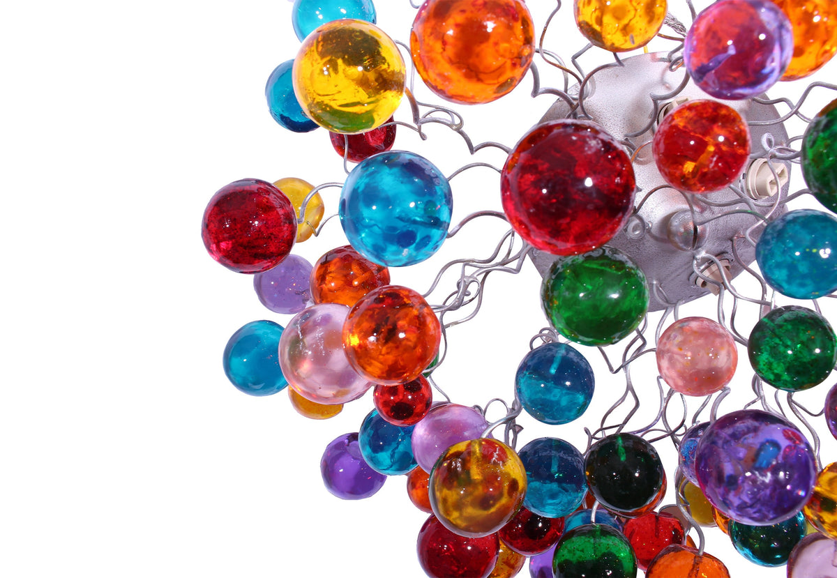 Colorful Flush Mount Ceiling Light: Metal Wire Fixture Resin Bubble Lamp