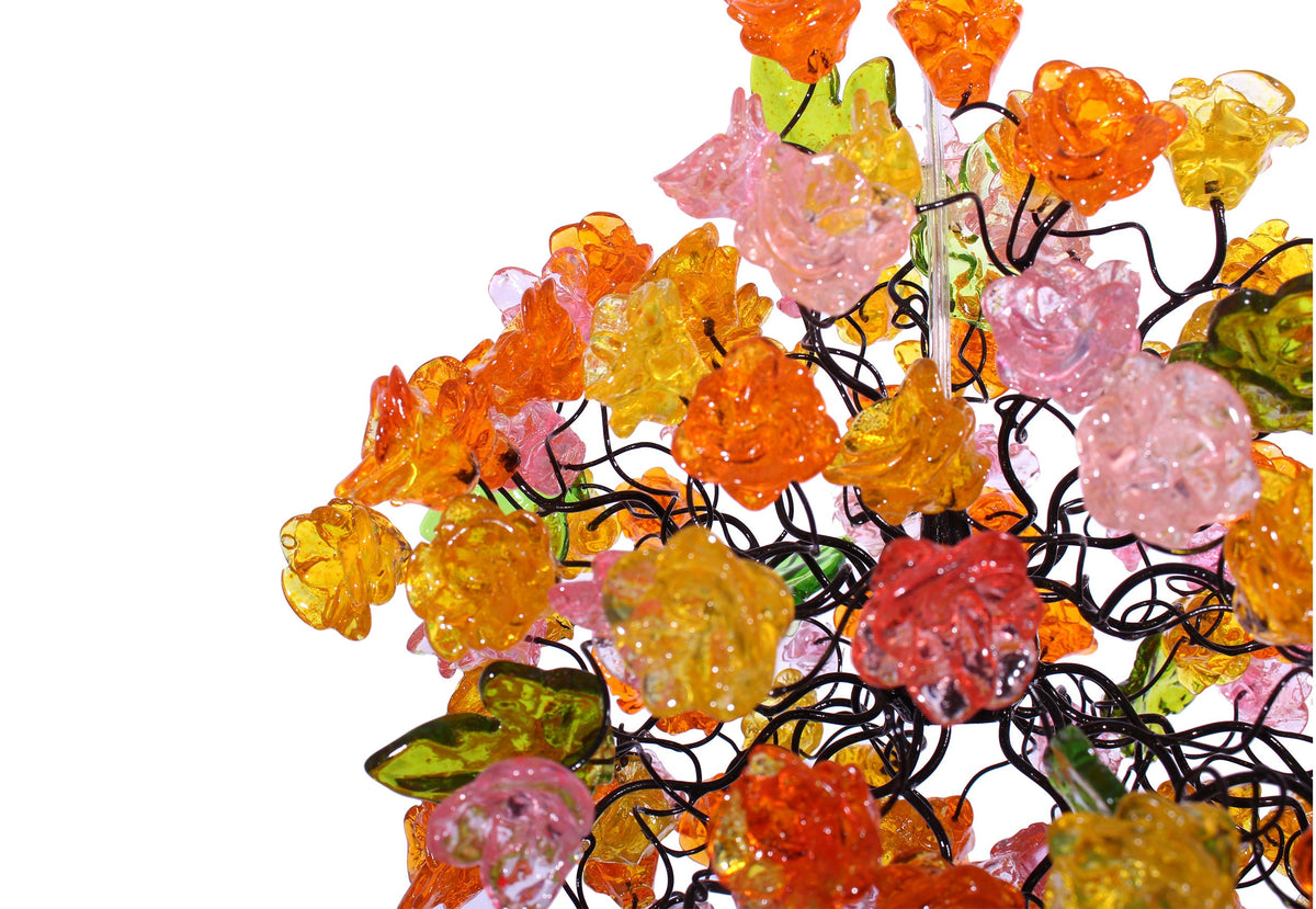 Hanging Pendant lighting with ping and orang roses flowers for children room, or as a bedside light.