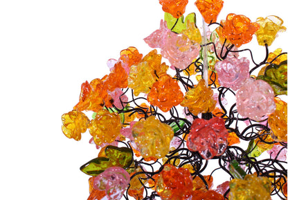 Hanging Pendant lighting with ping and orang roses flowers for children room, or as a bedside light.