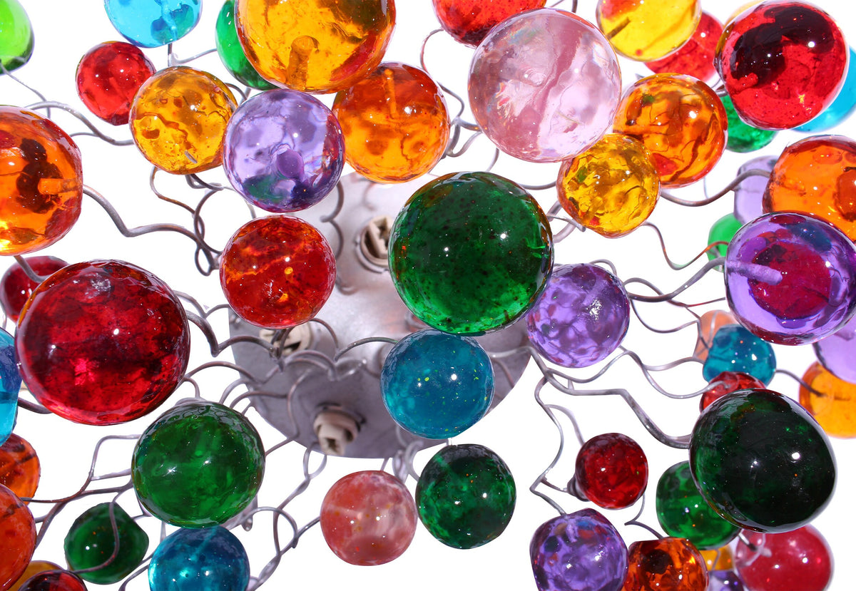 Colorful Flush Mount Ceiling Light: Metal Wire Fixture Resin Bubble Lamp