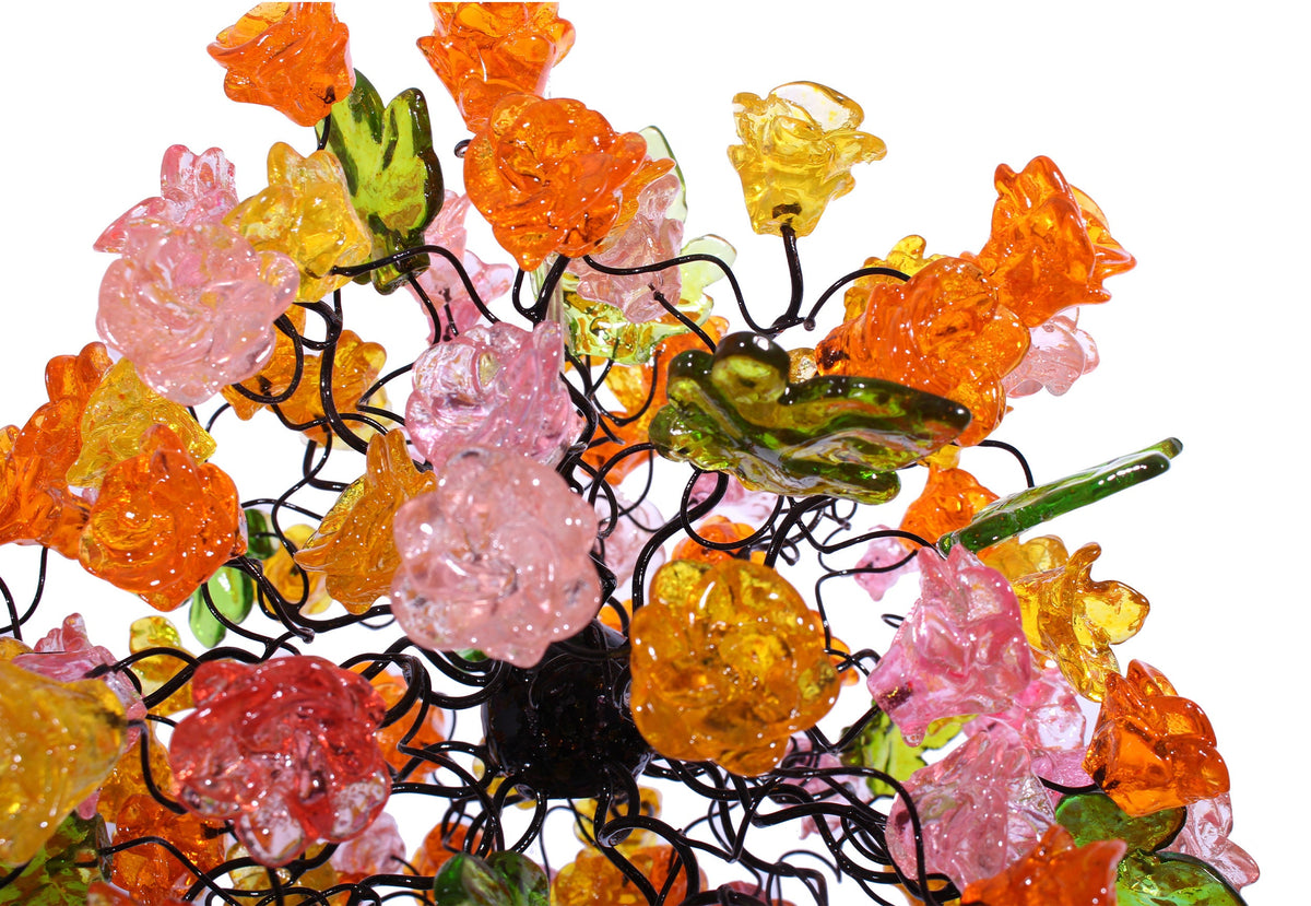 Hanging Pendant lighting with ping and orang roses flowers for children room, or as a bedside light.