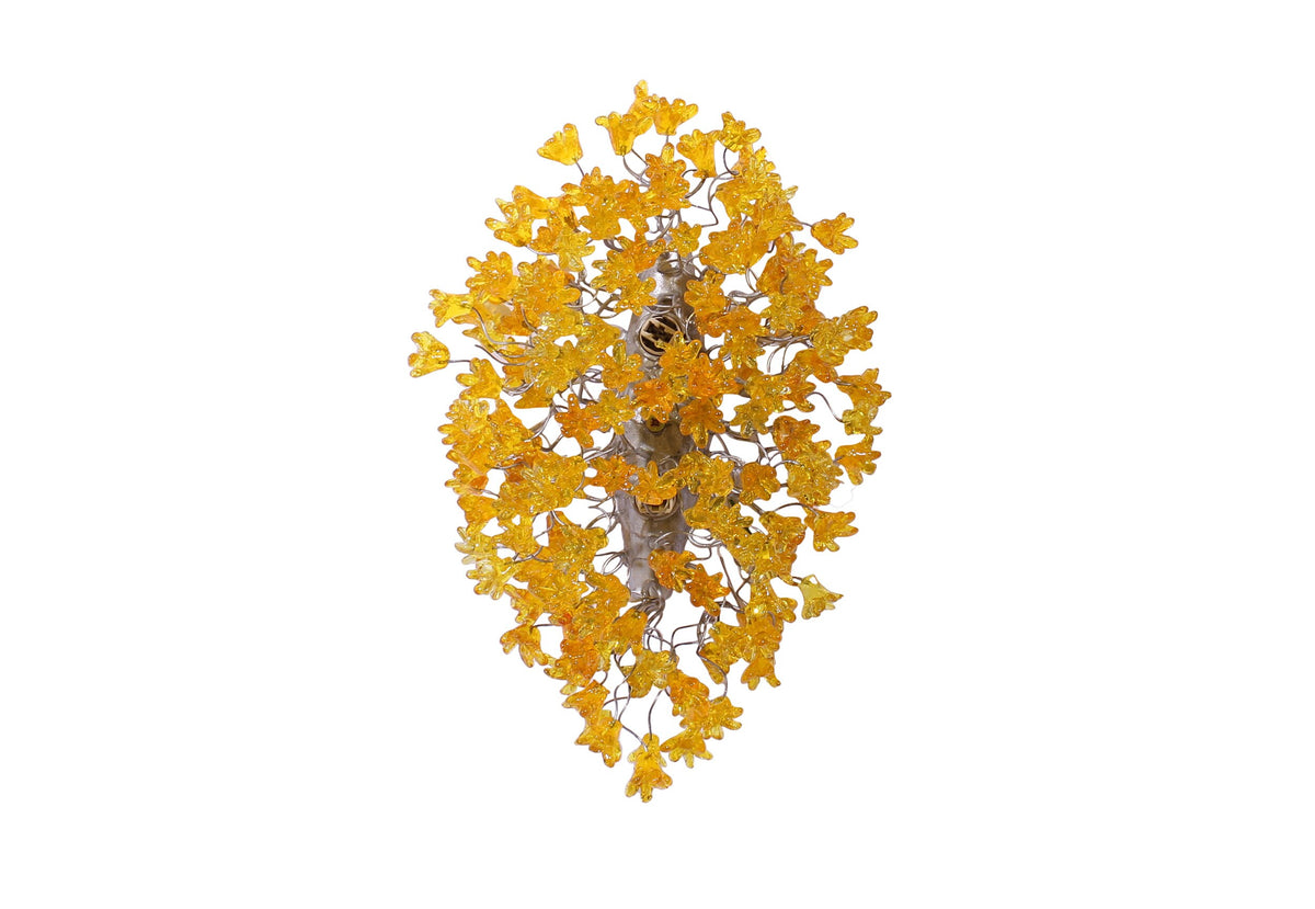 Modern wall sconce with yellow flowers for hall living room, toilet