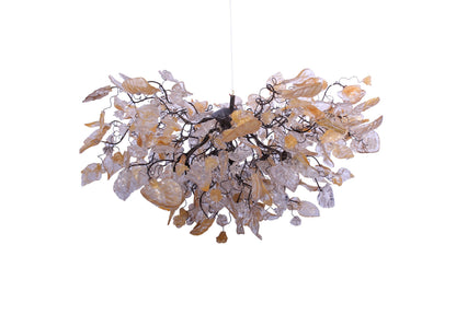 Transparent Flower and Leaves Resin Chandelier: Elegant Hanging Lamp