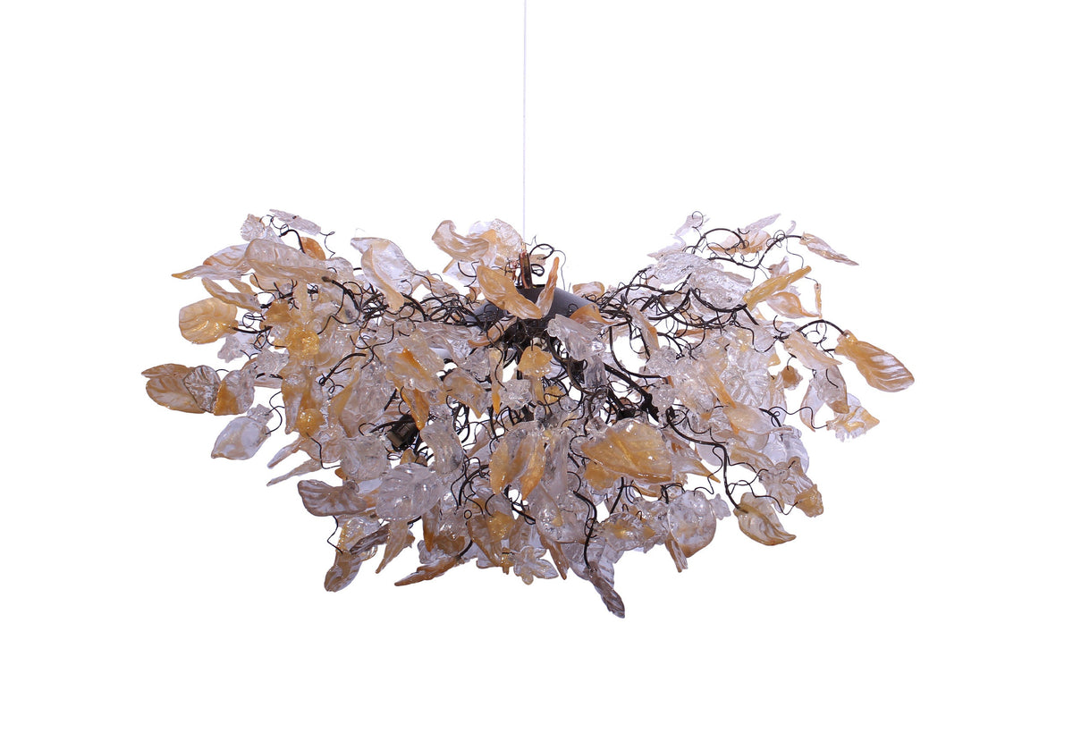 Transparent Flower and Leaves Resin Chandelier: Elegant Hanging Lamp