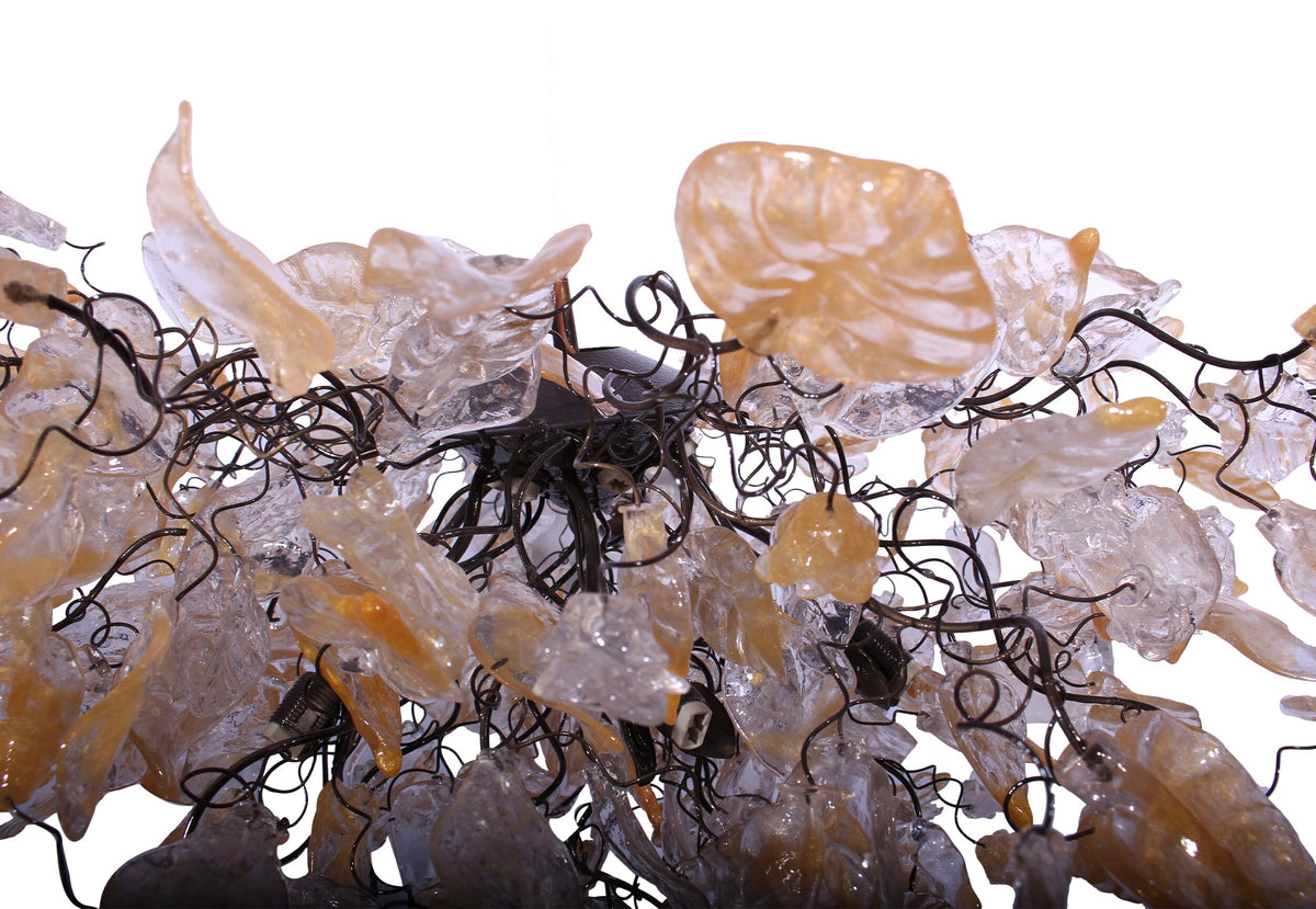 Transparent Flower and Leaves Resin Chandelier: Elegant Hanging Lamp