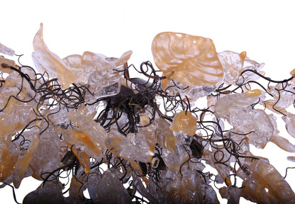 Transparent Flower and Leaves Resin Chandelier: Elegant Hanging Lamp