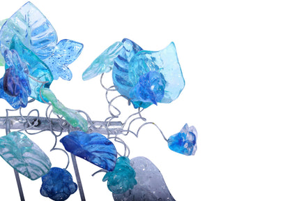 Unique Wall hooks hand made with blue color leaves and flower - Towel Holder for Bathroom or Hooks coat hanger
