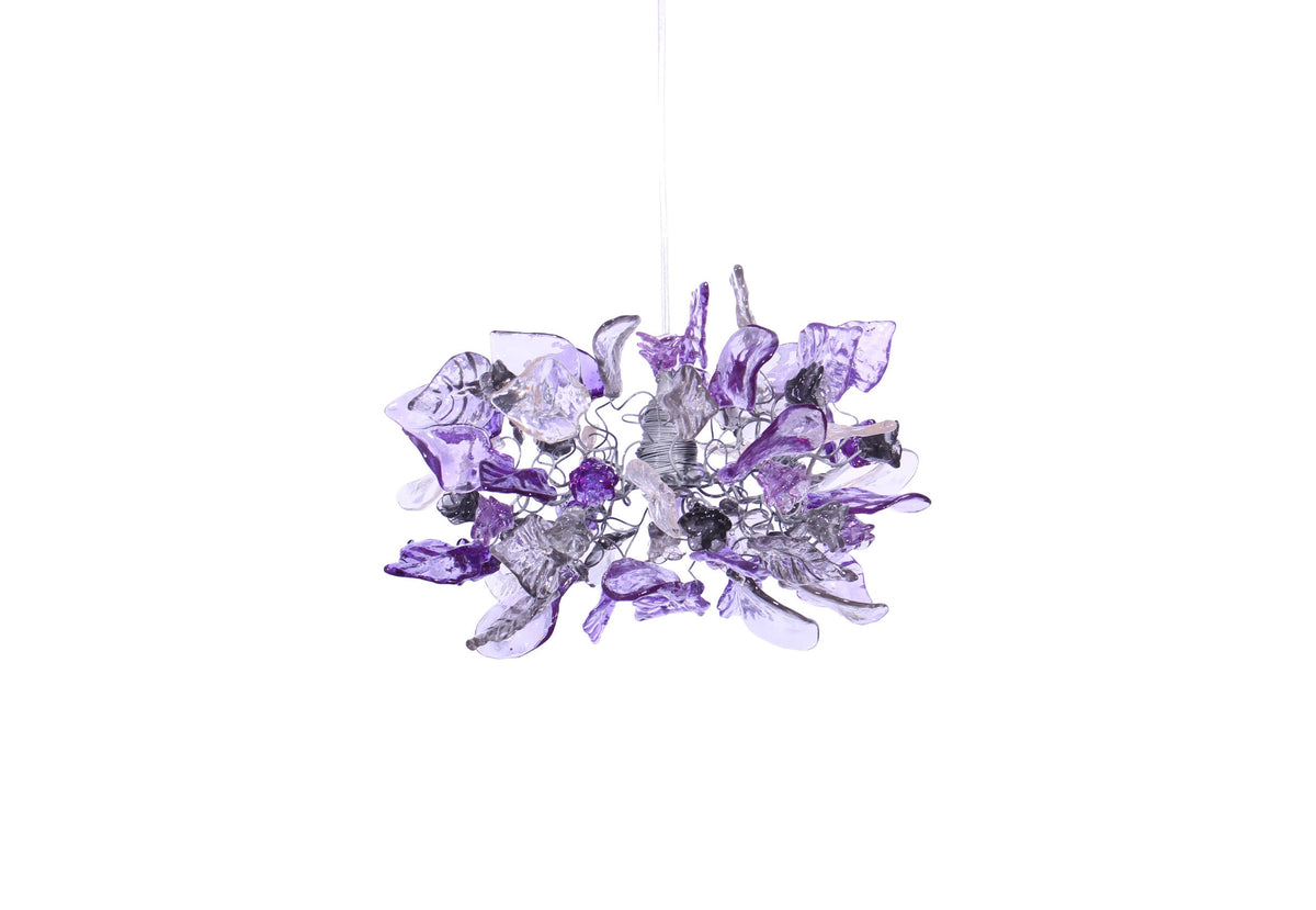 Ceiling Pendant Lighting, Island Lighting with Purple gray and clear color flowers and leaves