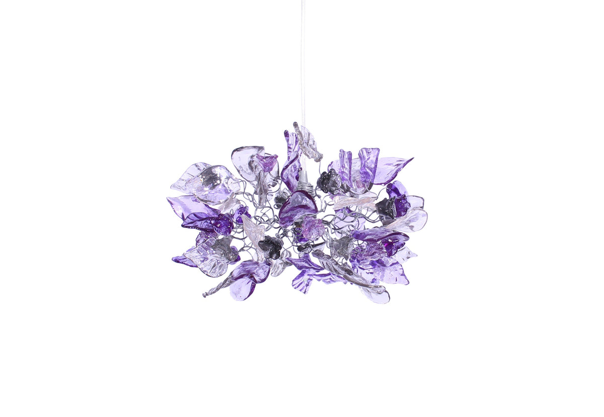 Ceiling Pendant Lighting, Island Lighting with Purple gray and clear color flowers and leaves