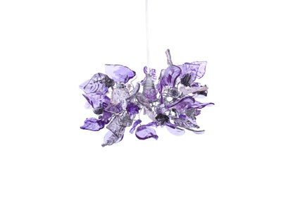 Ceiling Pendant Lighting, Island Lighting with Purple gray and clear color flowers and leaves