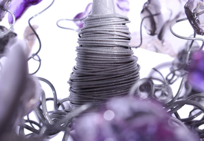 Ceiling Pendant Lighting, Island Lighting with Purple gray and clear color flowers and leaves