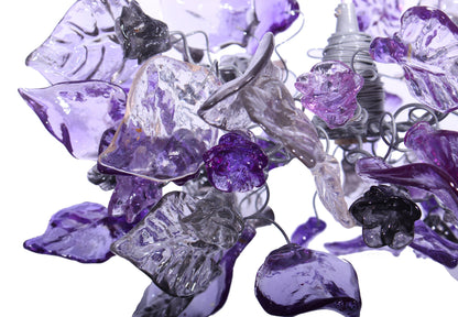Ceiling Pendant Lighting, Island Lighting with Purple gray and clear color flowers and leaves