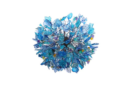 Blue Resin Floral Chandelier: Sea Color Leaf Shadow Modern Ceiling Lamp