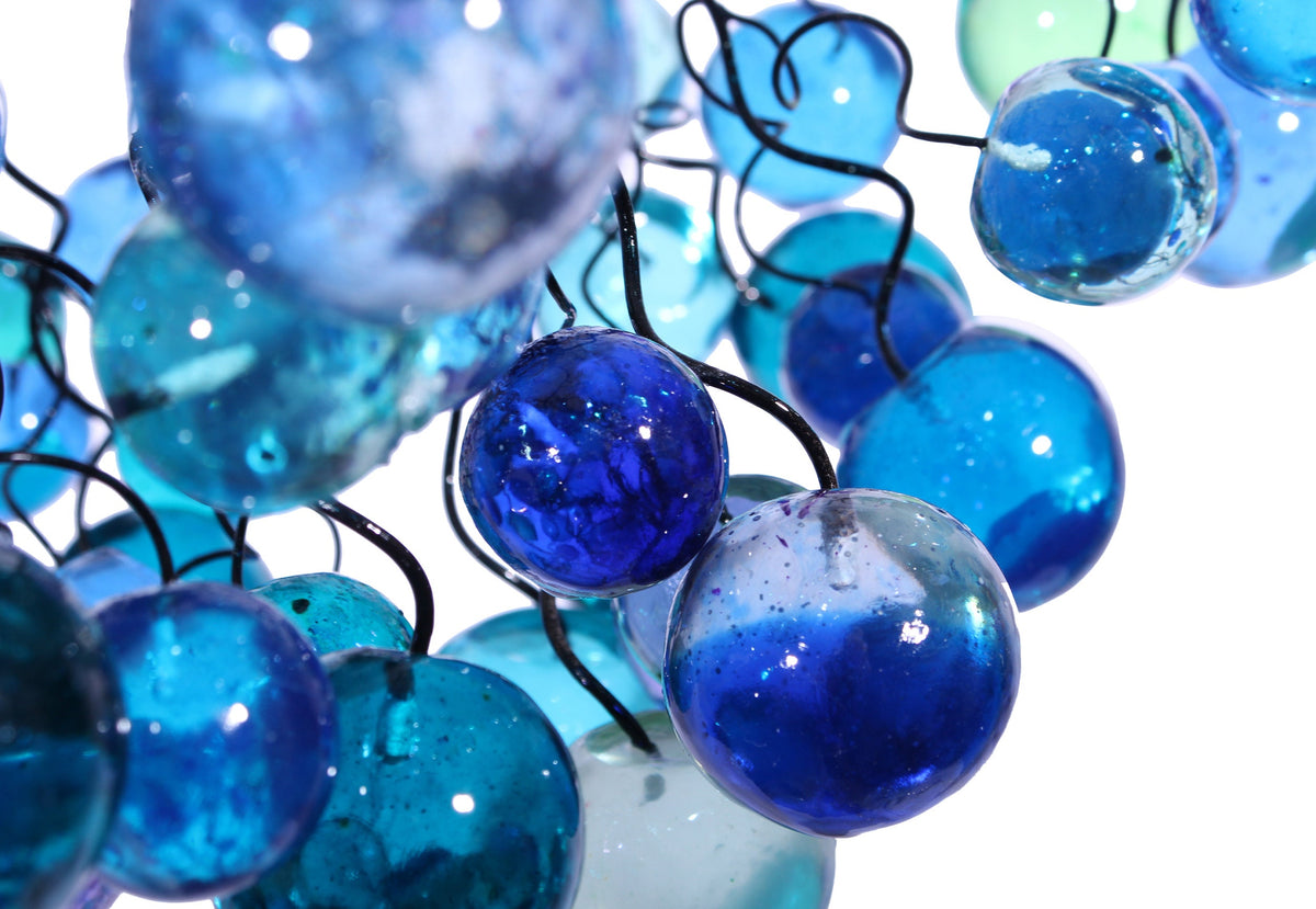 Elegant Sea Colored Bubbles Chandelier - Handmade Resin Bubble Hanging Lamp - Beautiful Lighting Fixture for Bedroom, Living Room, Kitchen -