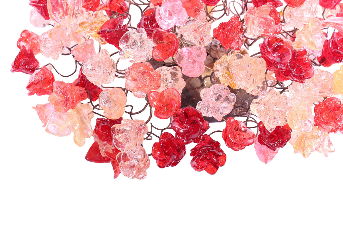 Modern wall sconce with red and pink roses for hall living room, toilet