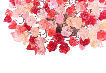 Modern wall sconce with red and pink roses for hall living room, toilet