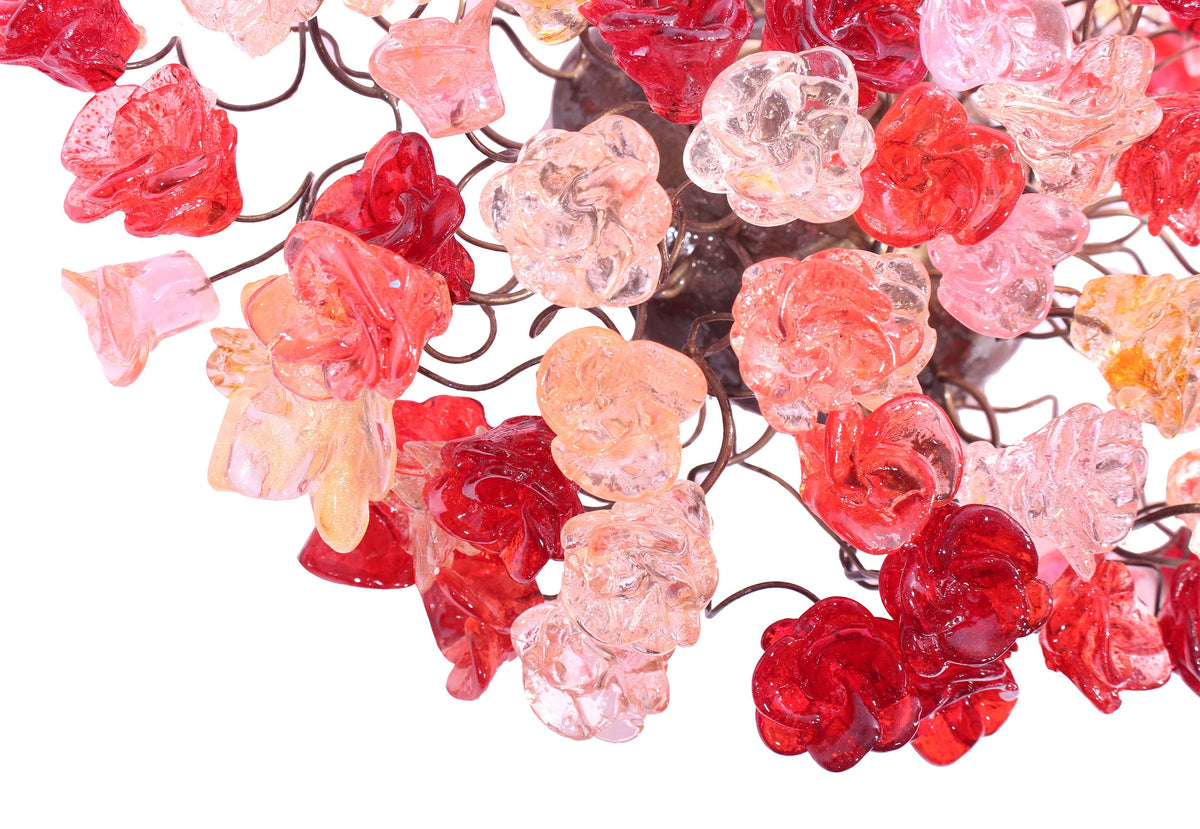 Modern wall sconce with red and pink roses for hall living room, toilet