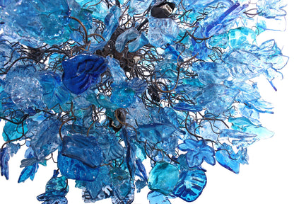 Floral Resin Chandelier Light: Sea Blue Color Ceiling Lamp
