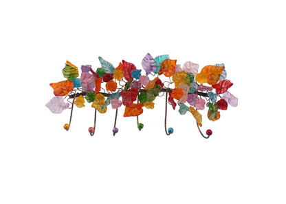 Decorative Bronze Wall Hook: Handmade Colorful Resin Flowers Coat Hanger