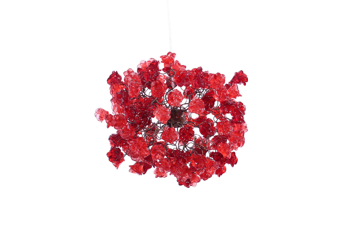 Hanging Ceiling Light with Red roses flowers for hall or over kitchen island, home decor, romantic and unique light.