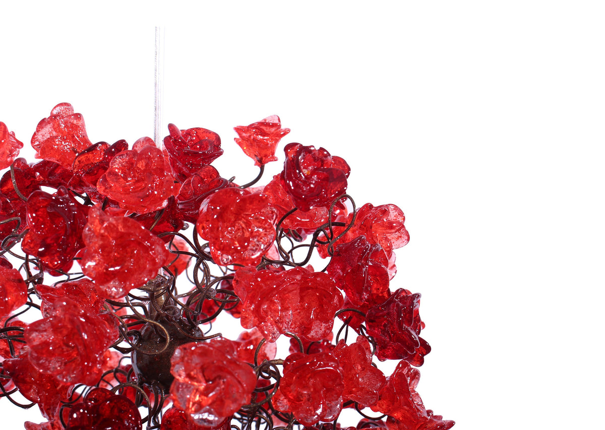 Hanging Ceiling Light with Red roses flowers for hall or over kitchen island, home decor, romantic and unique light.