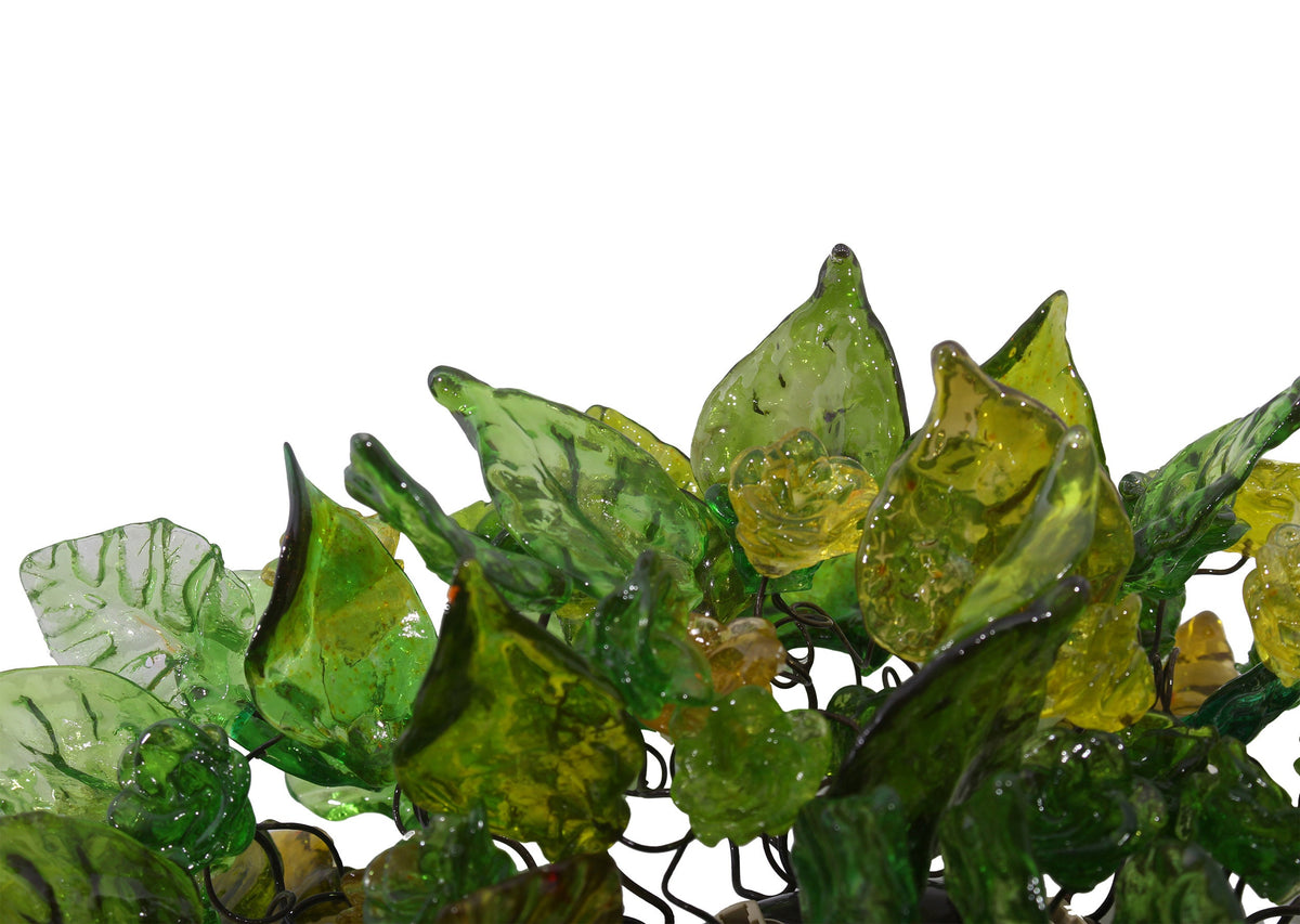 Wall Sconce lighting with shades of green color flowers and leaves for hall living room, toilet over a mirror