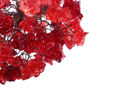 Hanging Ceiling Light with Red roses flowers for hall or over kitchen island, home decor, romantic and unique light.