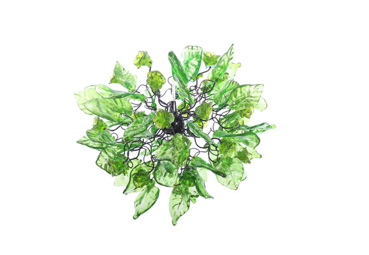 Unique Green pendant lighting, Ceiling Pendant lights with flowers and leaves.