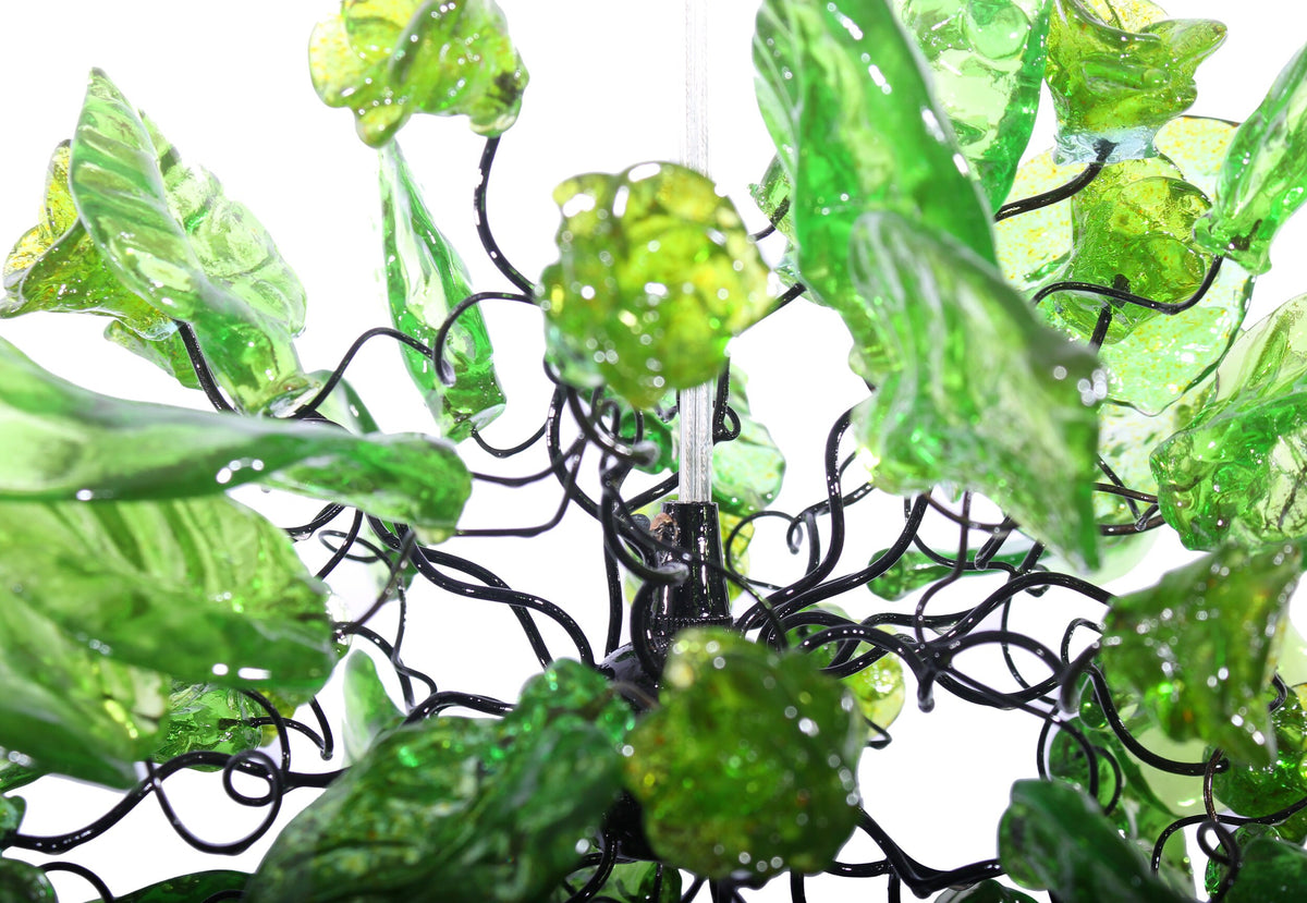 Unique Green pendant lighting, Ceiling Pendant lights with flowers and leaves.