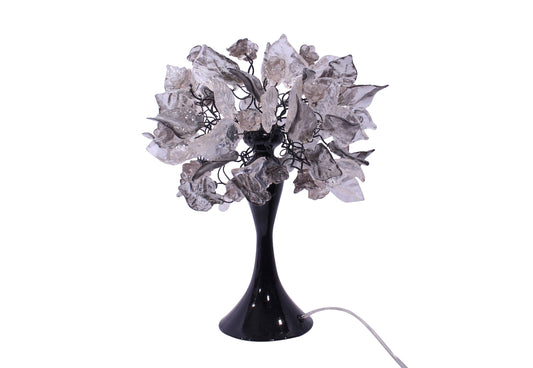 Elegant bedside table lamp, with gray and clear flowers and leaves Decoration handmade Light