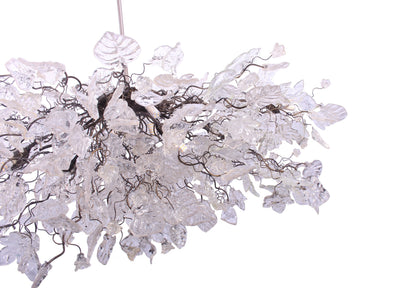 Modern Oval Chandelier: Transparent Resin Flowers and Leaves Custom Metal Base