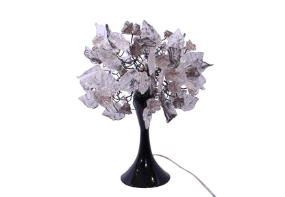 Elegant bedside table lamp, with gray and clear flowers and leaves Decoration handmade Light