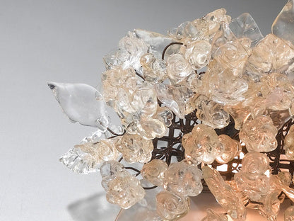 Wall light fixture - sconce up and down light, Transparent flowers and leaves over a mirror