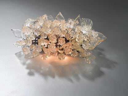 Wall light fixture - sconce up and down light, Transparent flowers and leaves over a mirror