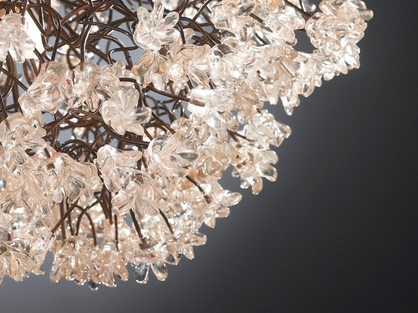 Ceiling lamp, hanging light, chandelier with Transparent clear jumping flowers for living room, Dining Room light.light fixture