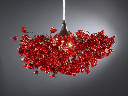 Modern Hanging Light with Red flowers for living room, bedroom, Dining Room.