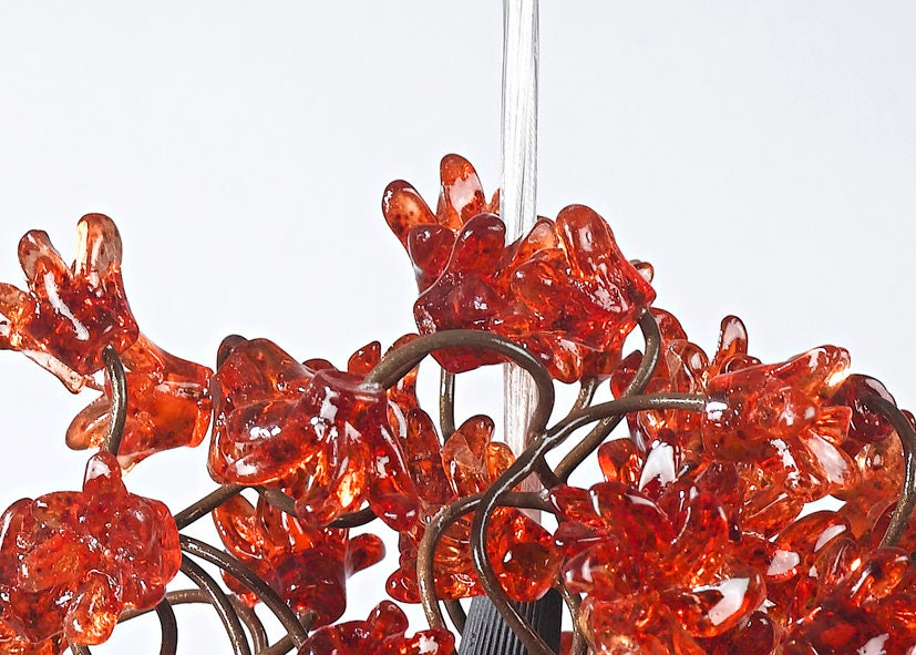 Romantic Pendant Ceiling Lights with Red jumping flowers for hall or bedside lamp.