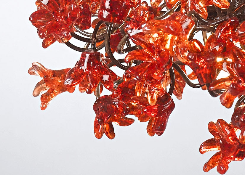 Romantic Pendant Ceiling Lights with Red jumping flowers for hall or bedside lamp.