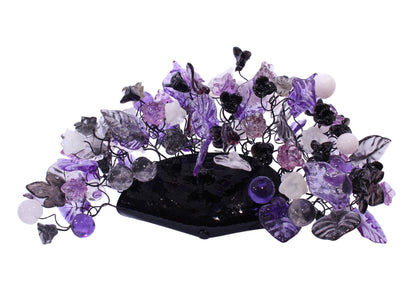 Purple Flower and Leaves Wall Sconce: Resin Bubble Lighting Fixture
