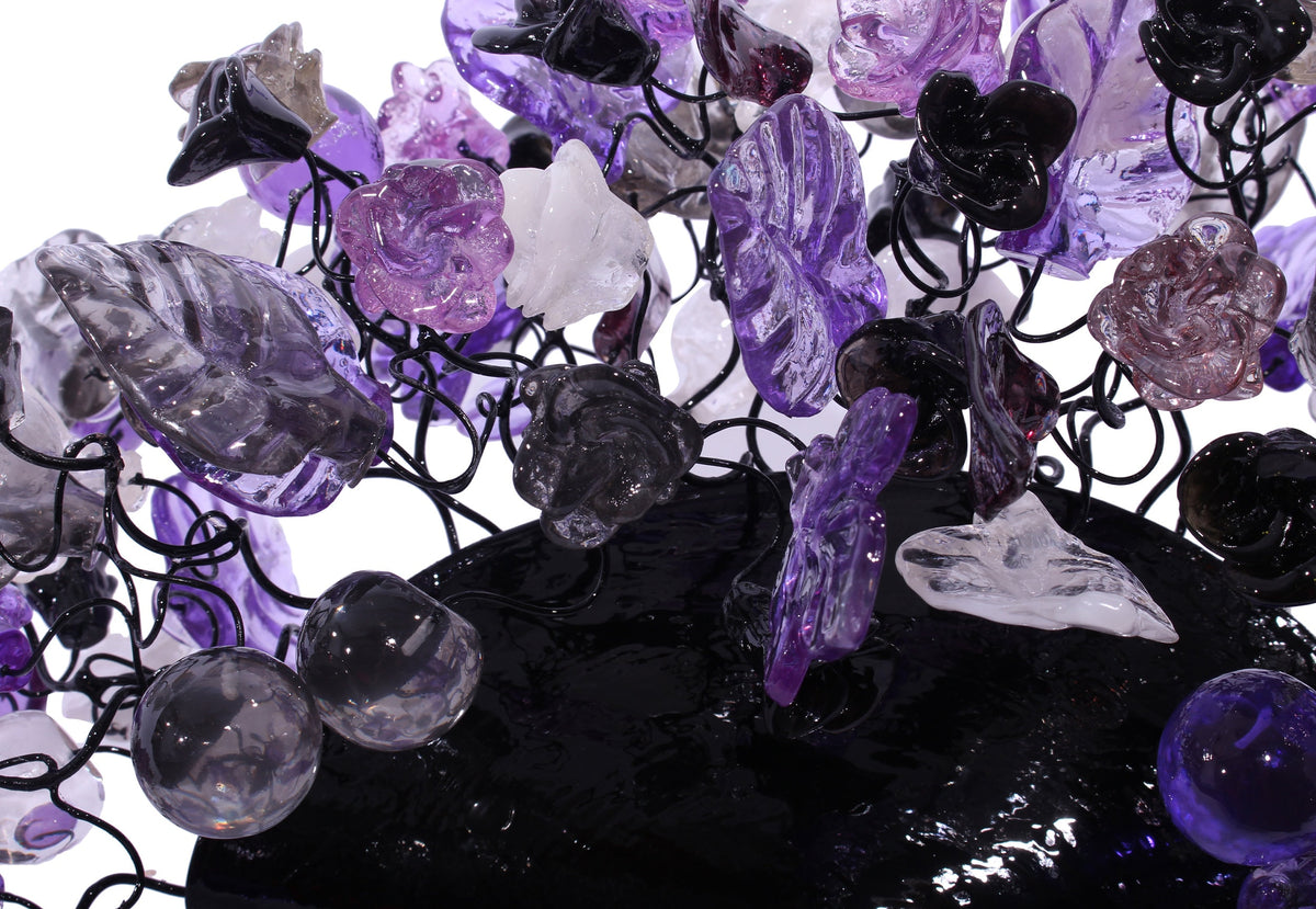 Purple Flower and Leaves Wall Sconce: Resin Bubble Lighting Fixture