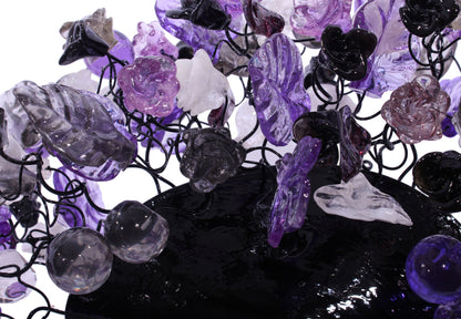 Purple Flower and Leaves Wall Sconce: Resin Bubble Lighting Fixture